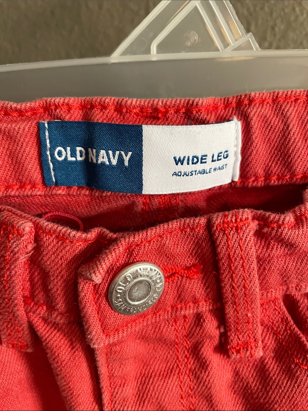 Old Navy Girls' Distressed Red Wide Leg Jeans - Kids Bottoms - Picture 2 of 6